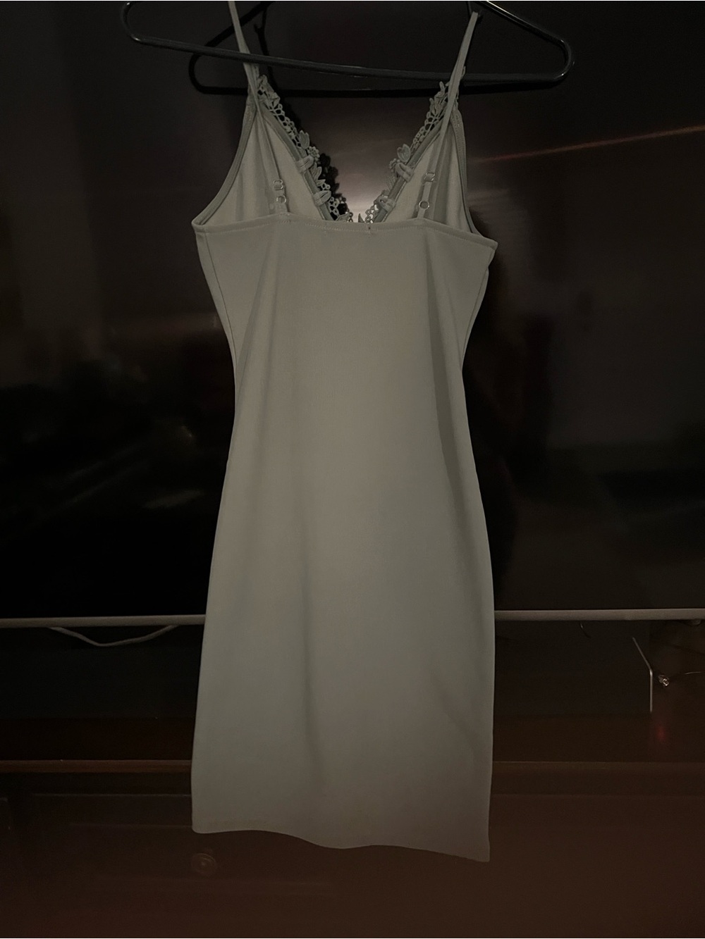 Express Slate Gray Lace-Trim Slip Mini Dress